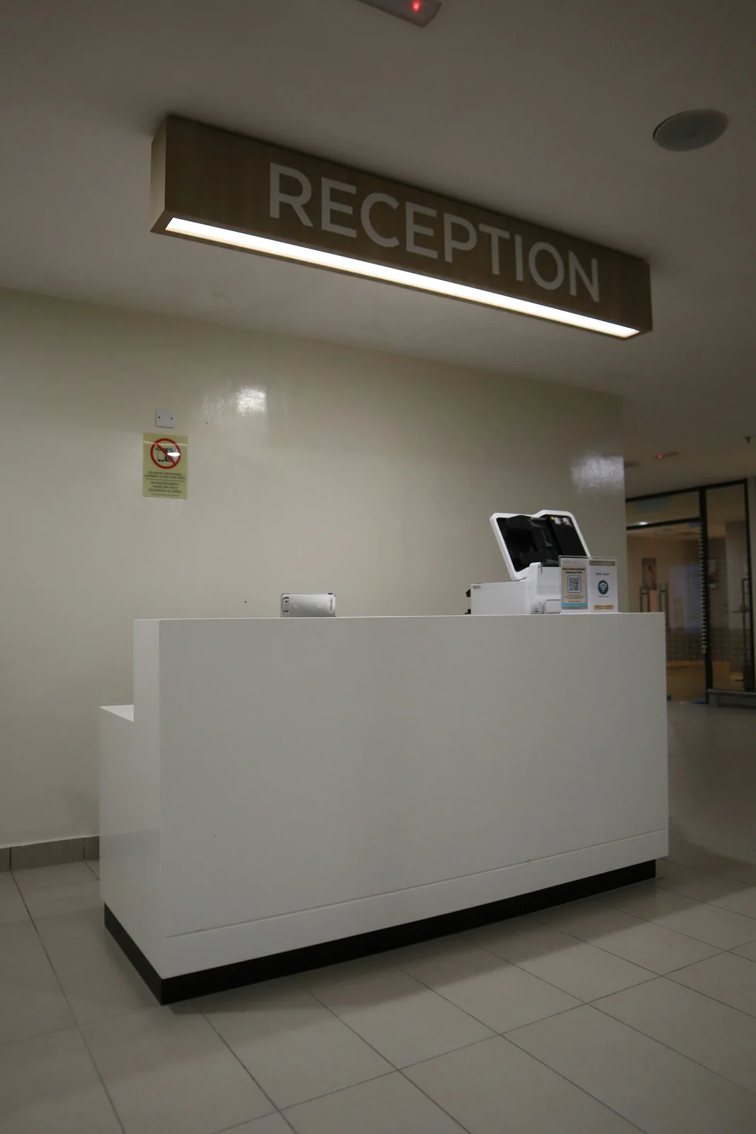 A clinic reception desk